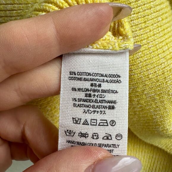 Free People Too Good Yellow Ribbed Relaxed Casual Mock Neck Sweater Size XS - Picture 6 of 6